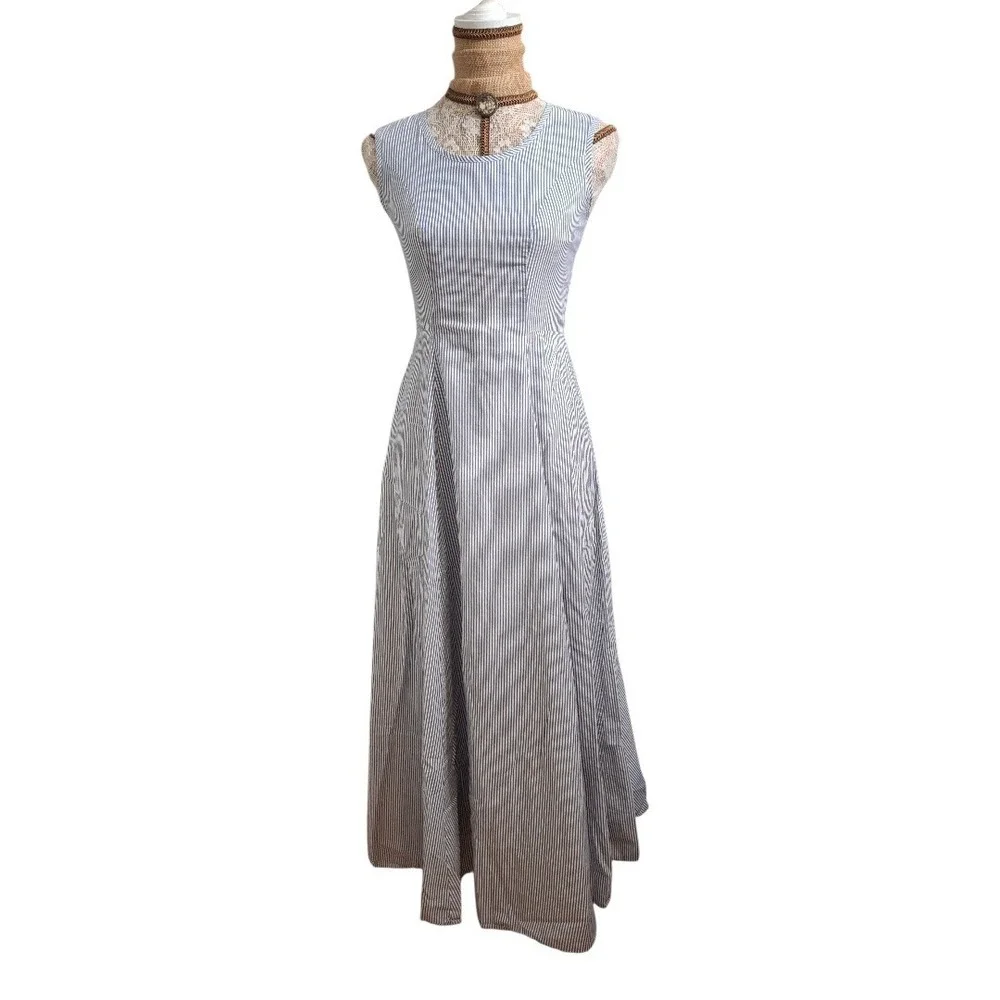 HUNTER BELL NEW YORK Striped Maxi Dress Womens Size 2 Sleeveless Fit Flare‎